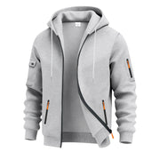 Herren nan technische Zip-Hoodiejacke mit wasserabweisenden Reißverschlusstaschen, Kapuze und verstärkten Ärmelpaspeln Drune