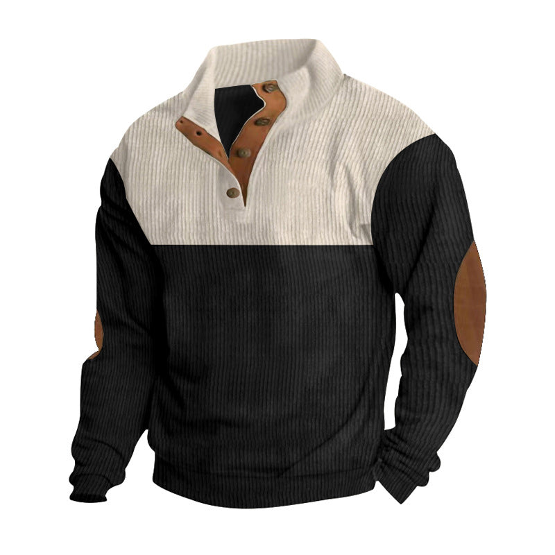 Herren modischer Stehkragen-Pullover mit eleganten Knöpfen Aliams