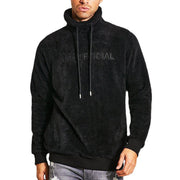 Herren gemütlicher Fleece-Pullover mit hohem Kragen und Kordelzug Aliams