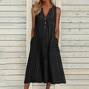 Ella - beiges leinen maxikleid