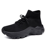 Damen Strick-Sneakers mit hohem Kragen und rutschfester Sohle