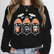 Damen Sweatshirt mit fröhlichem Gespenster-Design und gemütlicher Passform