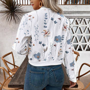Damen Bomberjacke mit floralen Mustern und elastischem Abschluss