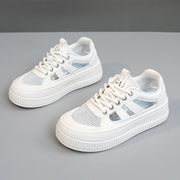 Damen Sportliche Plateau Sneakers mit atmungsaktiver Mesh-Konstruktion und rutschfester Laufsohle