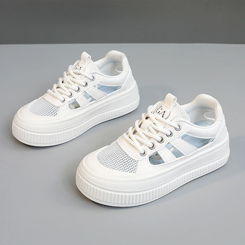 Damen Sportliche Plateau Sneakers mit atmungsaktiver Mesh-Konstruktion und rutschfester Laufsohle