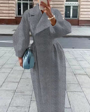 Eleganter langer Damen Trenchcoat – Reverskragen & Laternenärmel – Modern