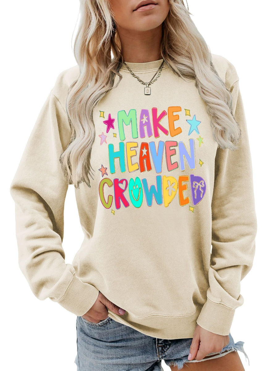 Damen Sweatshirt mit buntem Motiv und verspieltem Schriftzug