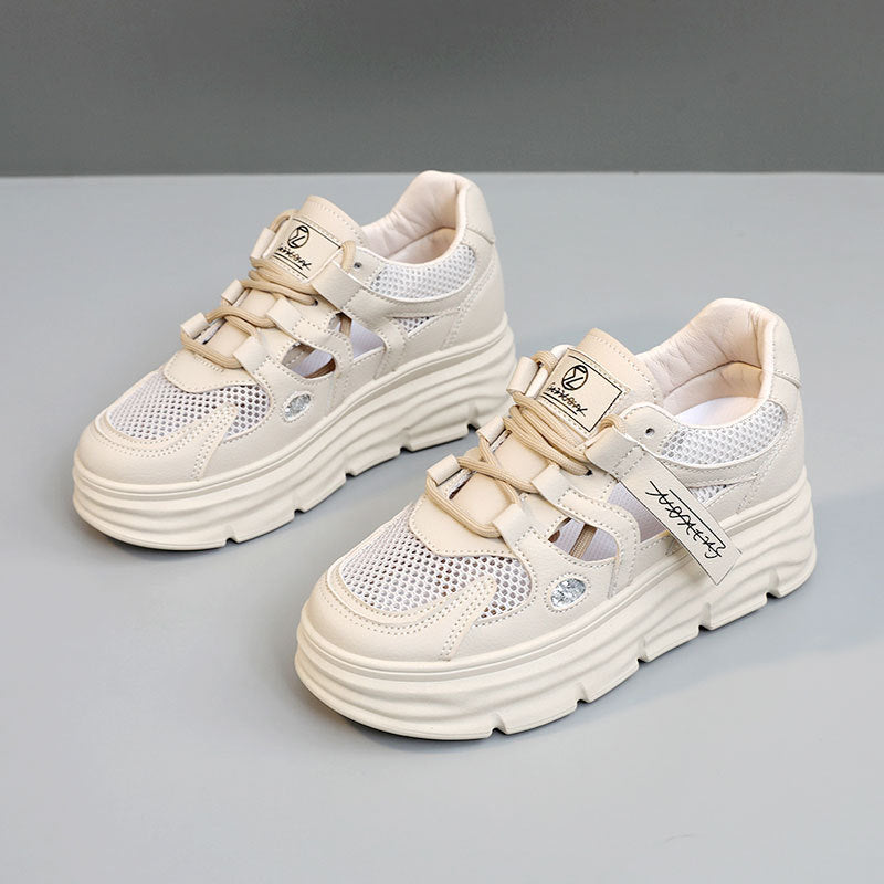 Damen Sportliche Plateau Sneakers mit atemberaubendem Design und verstellbarem Klettverschluss