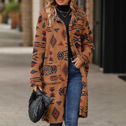 Damen Langarmlange Jacke mit geometrischem Muster