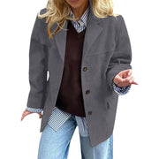 Damen eleganter Oversized-Blazer aus Wildlederimitat