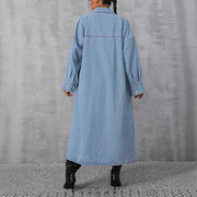 Damen Denim-Maxi-Jacke im lässigen Oversized-Schnitt mit bequemen Druckknöpfen und praktischen Taschen