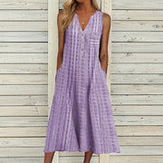 Ella - beiges leinen maxikleid