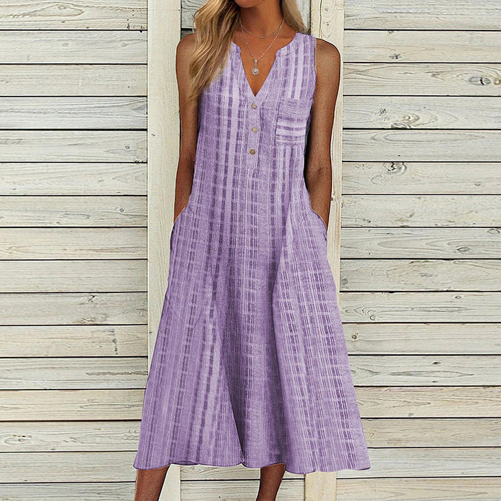 Ella - beiges leinen maxikleid