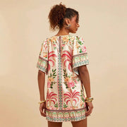 Kurzes Kleid im Ethno-Stil mit Blumendruck - Nayeli