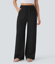 Damen weite Palazzo-Hose mit elastischem Bund und praktischen Taschen