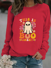 Damen Sweatshirt mit herbstlichem Geist-Print und lässigem Schnitt