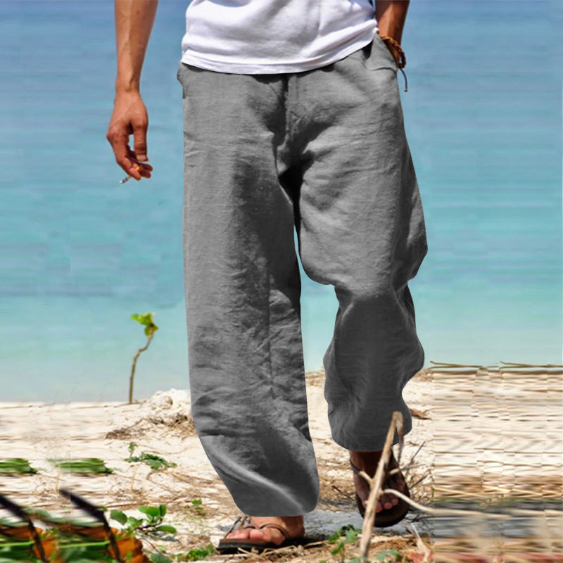 Herren Luftige Leinenhose mit elastischem Bund und praktischen Seitentaschen Heidi-Mode