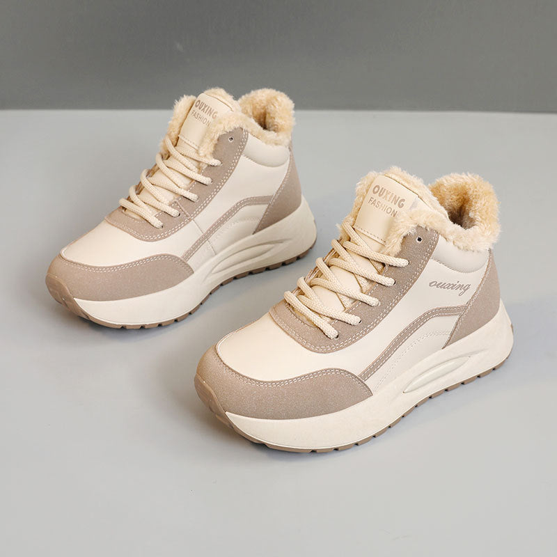 Damen Sportliche High-Top Sneakers mit warmem Fleece-Futter und rutschfester Sohle