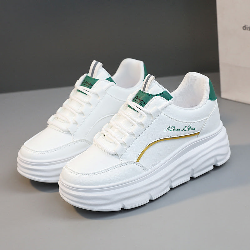 Damen Sportliche Plateau Sneakers mit atmungsaktiver Oberflächenstruktur und dämpfender Laufsohle