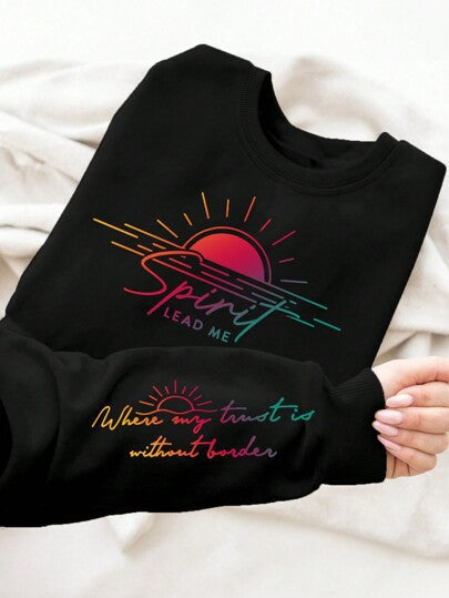 Damen Sweatshirt mit inspirierendem Druck und weich fließendem Stoff
