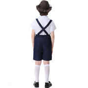 Unisex nan festliche Kinderhose mit verstellbaren Hosenträgern und Ziergürtel Drune