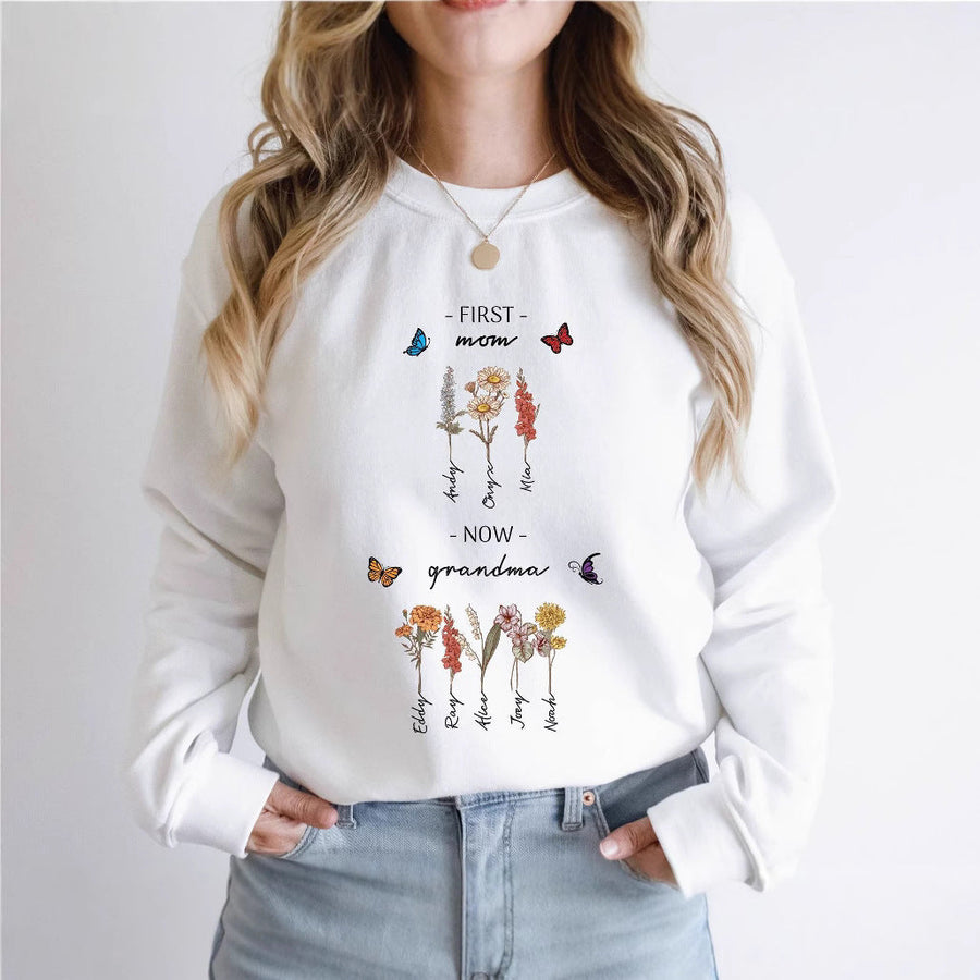 Damen Sweatshirt mit floralem Druck und inspirierendem Schriftzug
