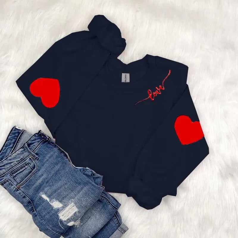 Damen Sweatshirt mit Herzen-Design und lässigem Schnitt