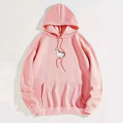 Damen Kapuzenpullover mit kreativem Gänsemotiv und weichem fleece innen