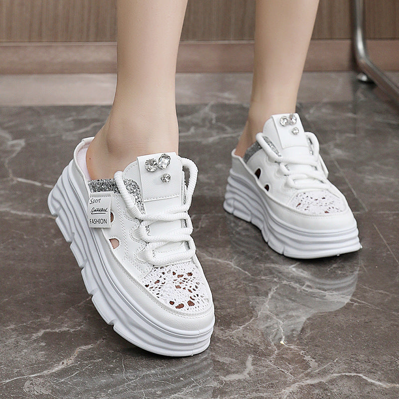 Damen Plateauschlüpfschuhe mit modischem Glitzer-Design