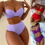 Damen Hochgeschnittener Bikini mit gepolstertem Oberteil und verstellbaren Trägern Heidi-Mode