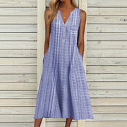 Ella - beiges leinen maxikleid