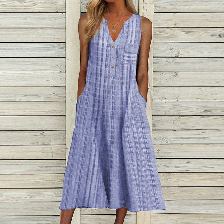 Ella - beiges leinen maxikleid