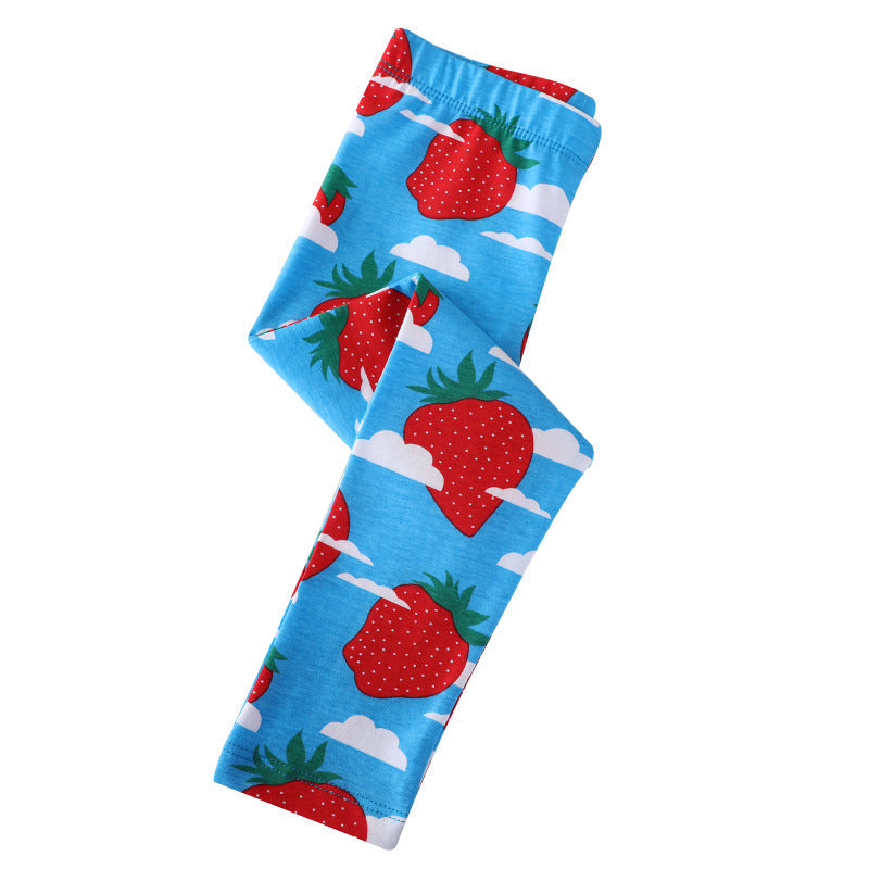 Mädchen Leggings mit fröhlichem Erdbeermotiv Drune