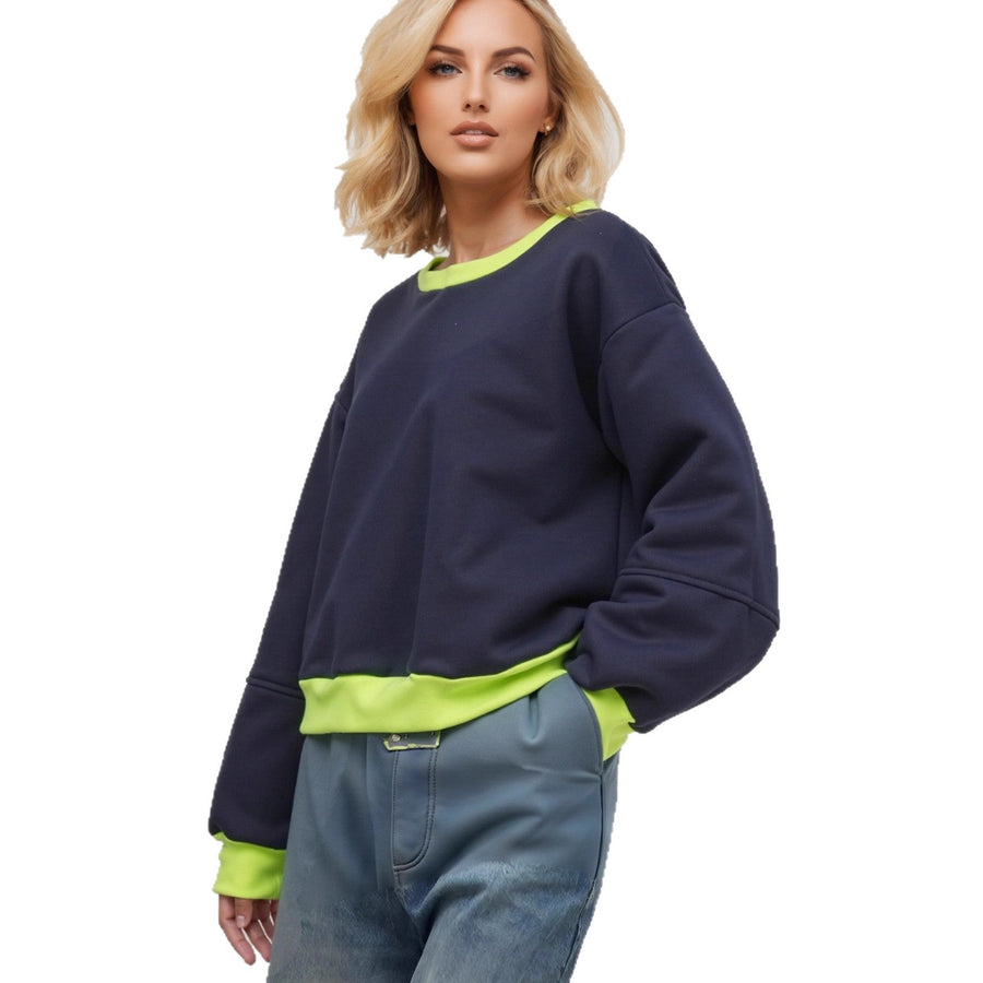 Damen lässiger Sweatshirt mit kontrastierenden Bündchen und modernem Schnitt