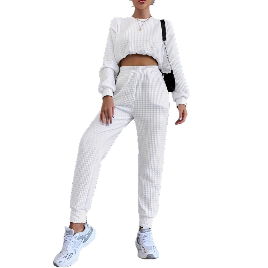 Damen Freizeit-Set mit gestepptem Design und elastischem Taillenbund