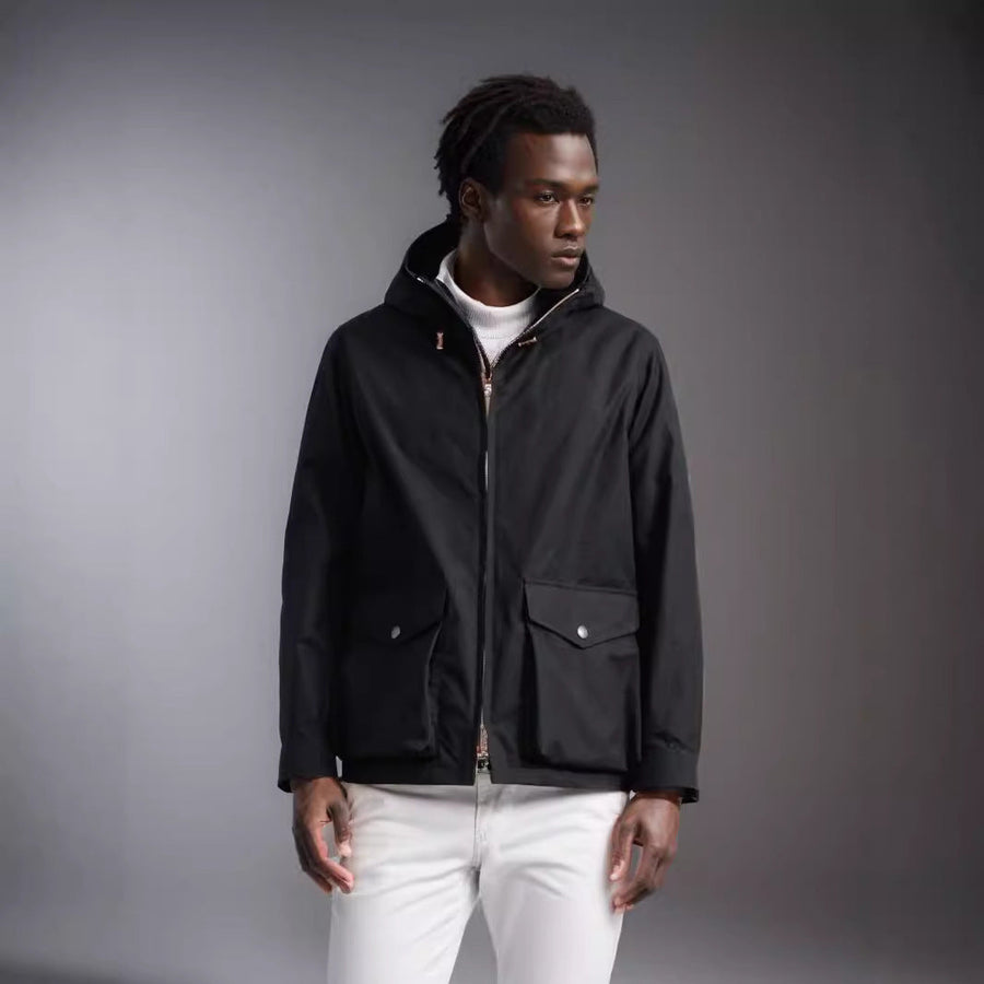 Herren multifunktionale Übergangsjacke mit verstellbarer Kapuze Aliams