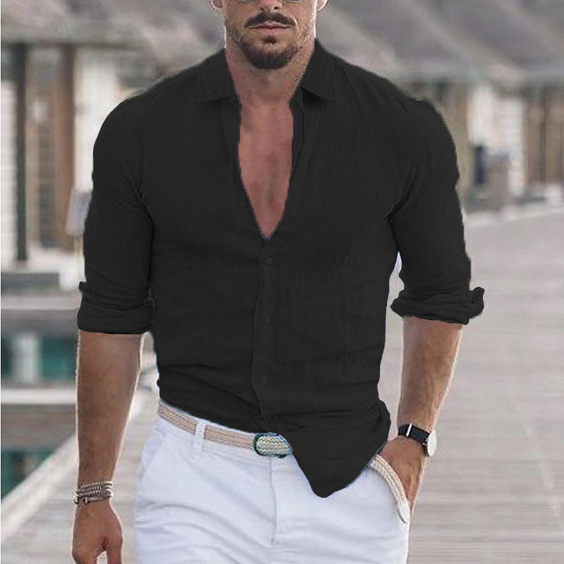 Herren Premium Leinenhemd mit modernem Slim-Fit Schnitt und hautfreundlicher Textur Heidi-Mode