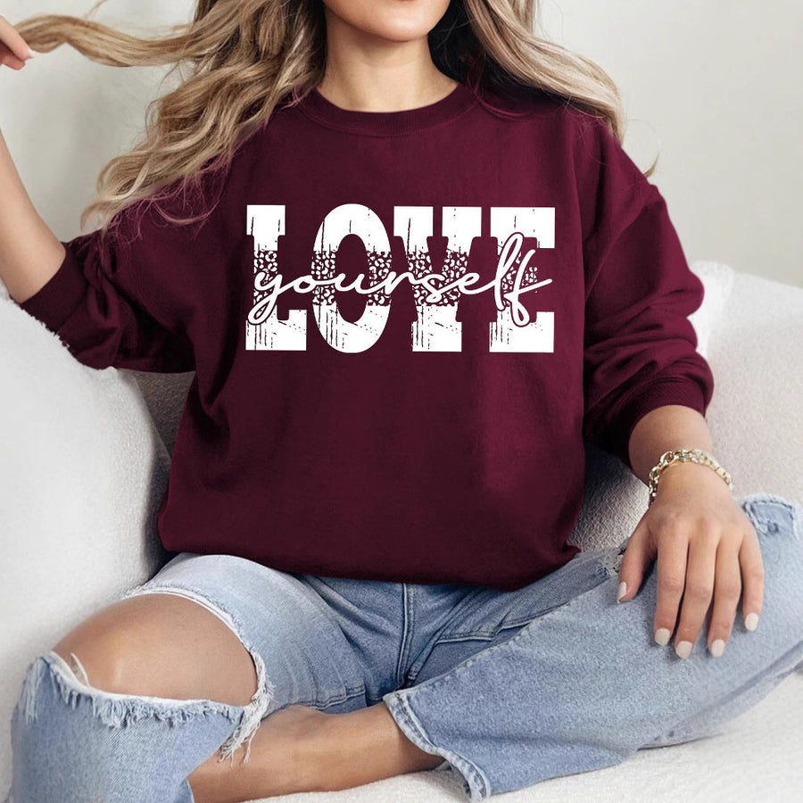 Damen Sweatshirt mit kreativem LOVE-Schriftzug und lässiger Passform