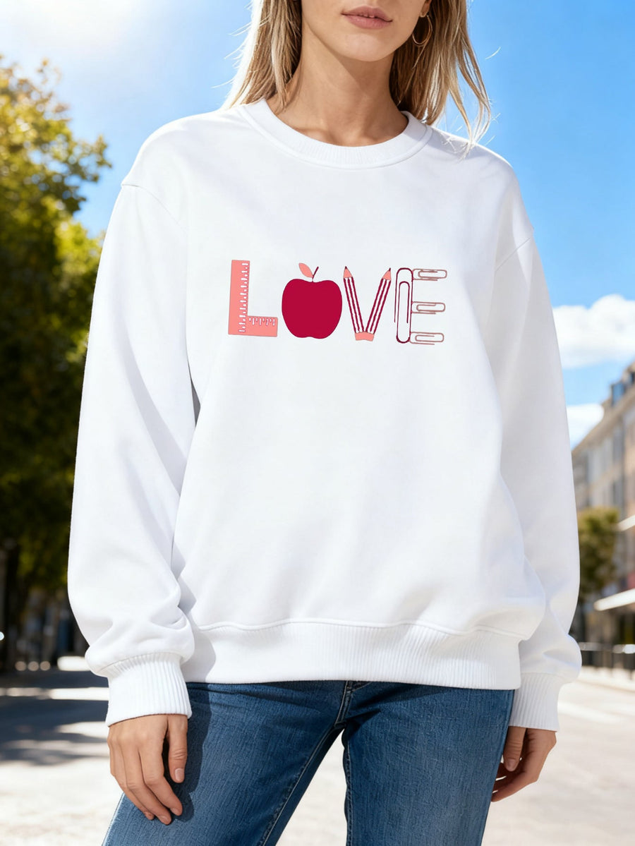 Damen Sweatshirt mit kreativem Love-Motiv