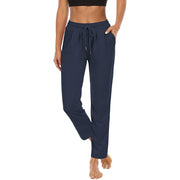 Damen nan lässige Jogginghose mit hoher Taille, Kordelzug und praktischen Seitentaschen Drune