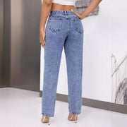 Damen High-Waisted Jeans mit weitem Bein