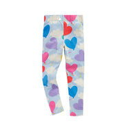 Mädchen Leggings mit fröhlichem Herz- und Wolkenmotiv Drune
