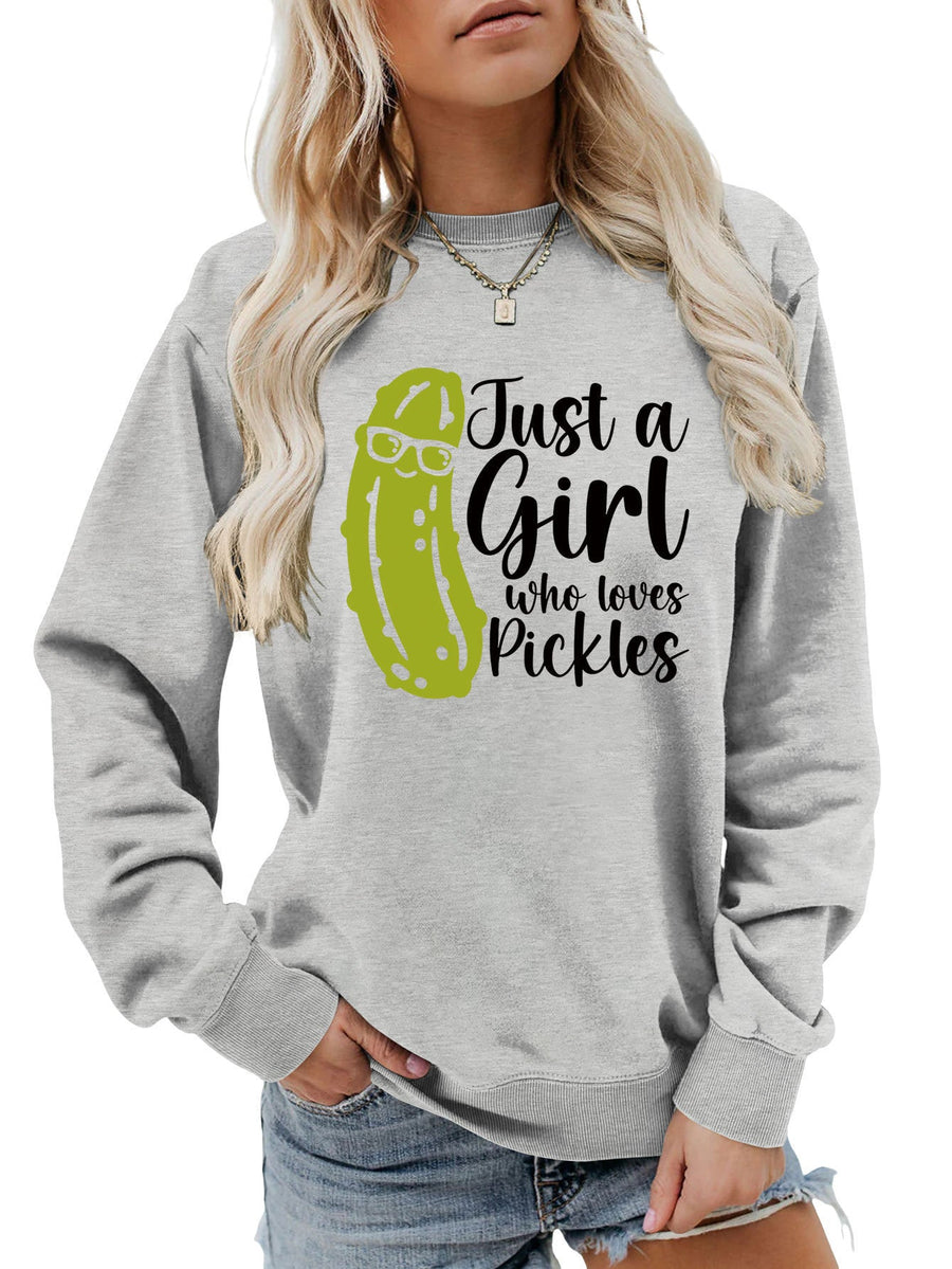 Damen Sweatshirt mit humorvollem Gurkenmotiv und lässigem Schnitt