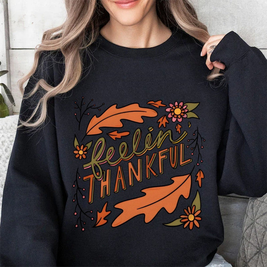 Damen Sweatshirt mit buntem Herbstmotiv und inspirierendem Schriftzug
