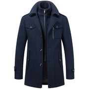 Herren eleganter Wollmantel mit abnehmbarer Kapuze Aliams