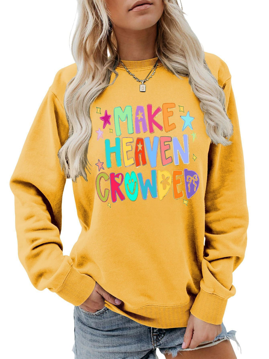 Damen Sweatshirt mit buntem Motiv und verspieltem Schriftzug
