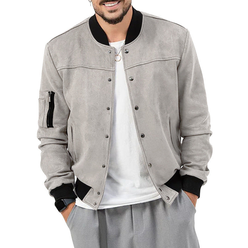 Herren stylische Wildlederjacke mit praktischen Reißverschlusstaschen Aliams