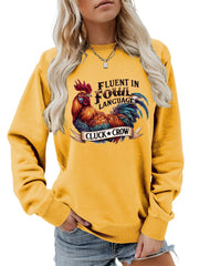 Damen Sweatshirt mit humorvollem Hühnermotiv und bequemer Passform