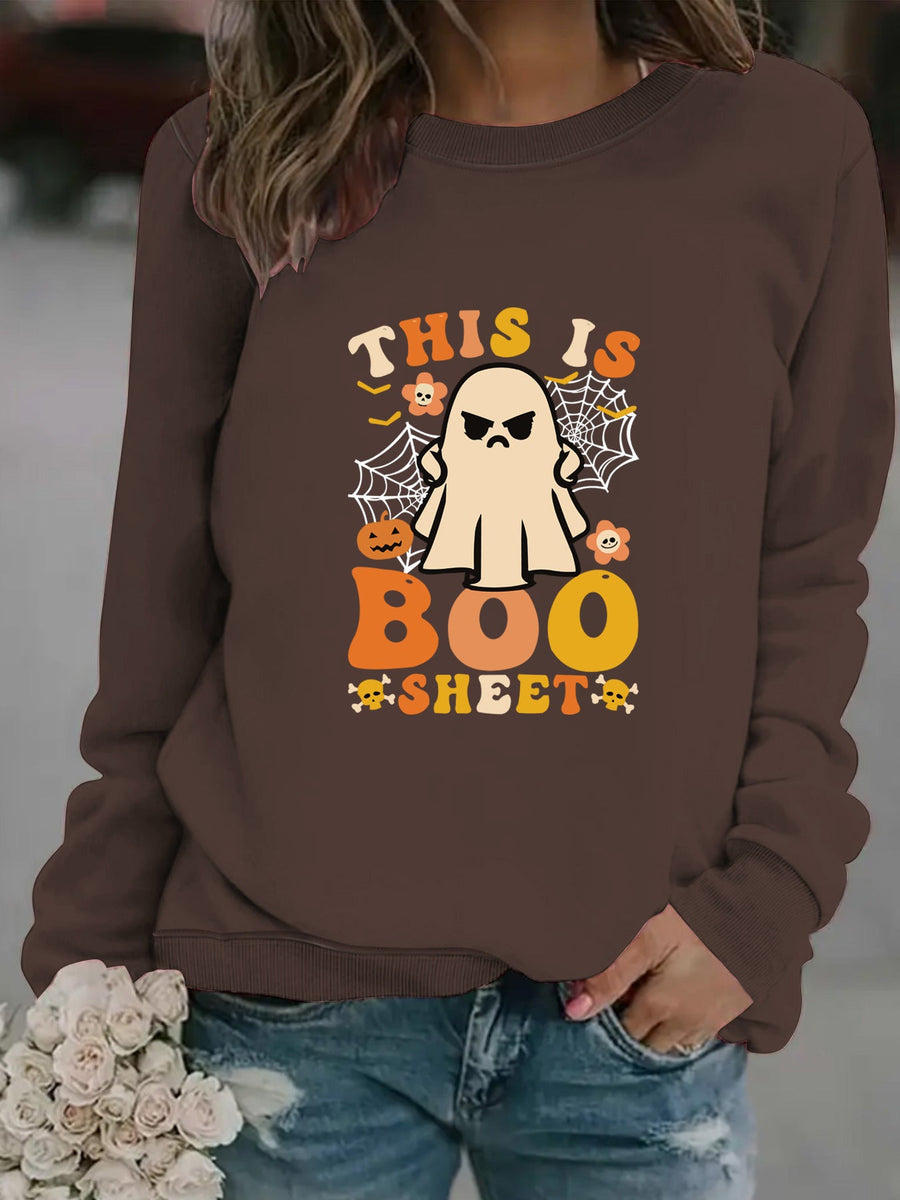 Damen Sweatshirt mit herbstlichem Geist-Print und lässigem Schnitt