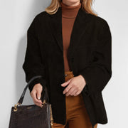 Damen eleganter Oversized-Blazer aus Wildlederimitat